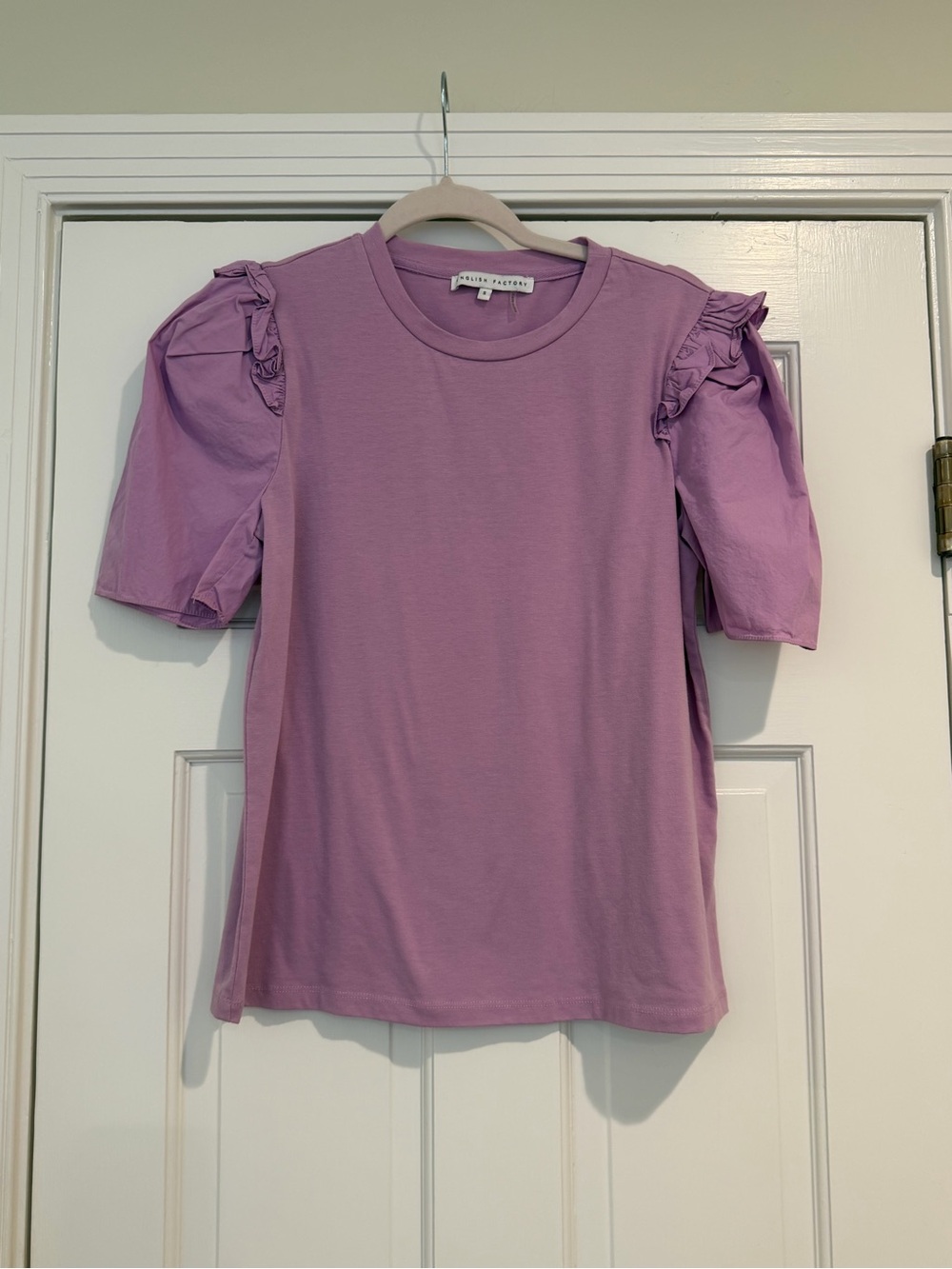 English Factory Lilac Puff Sleeve Short Sleeve Tee